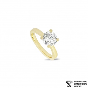 Yellow Gold Round Brilliant Cut Lab Grown Diamond Ring 2.04ct H/VS1